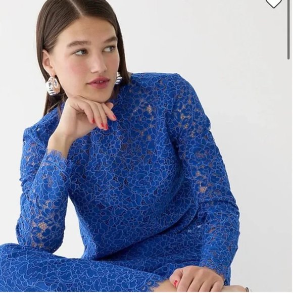 J. Crew Tops - J. Crew Scalloped Lace Mockneck Top